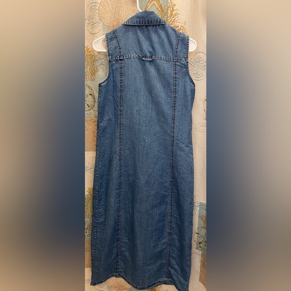 New Induldge W/ Style Denim Jean Dress Western Lightweight Button Down Maxi - Picture 8 of 10